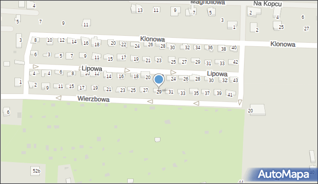 Skoczów, Wierzbowa, 29, mapa Skoczów