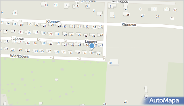 Skoczów, Wierzbowa, 39, mapa Skoczów