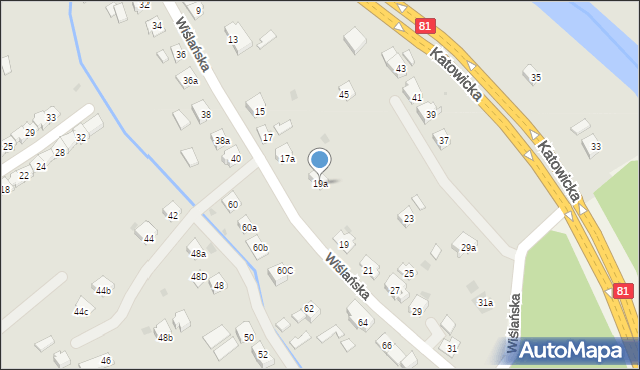 Skoczów, Wiślańska, 19a, mapa Skoczów