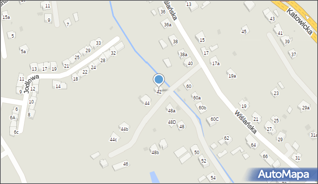 Skoczów, Wiślańska, 42, mapa Skoczów