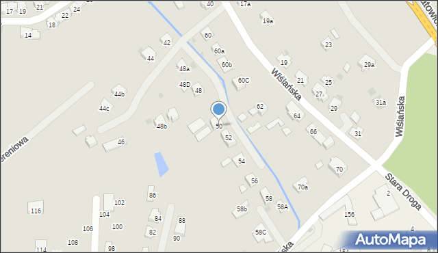 Skoczów, Wiślańska, 50, mapa Skoczów