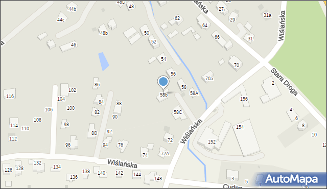 Skoczów, Wiślańska, 58b, mapa Skoczów