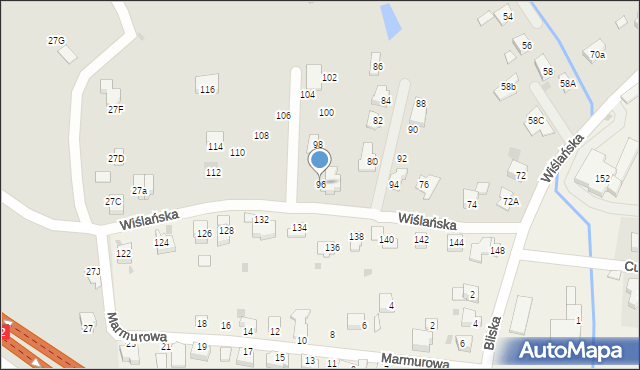 Skoczów, Wiślańska, 96, mapa Skoczów