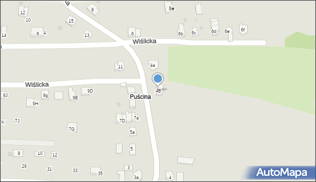Skoczów, Wiślicka, 4B, mapa Skoczów