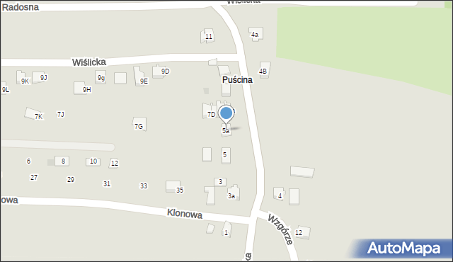 Skoczów, Wiślicka, 5a, mapa Skoczów