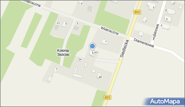 Skórzec, Wiatraczna, 3, mapa Skórzec