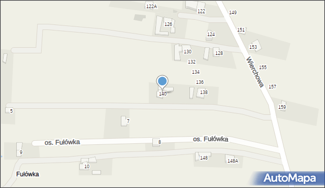 Skrzypne, Wierchowa, 140, mapa Skrzypne