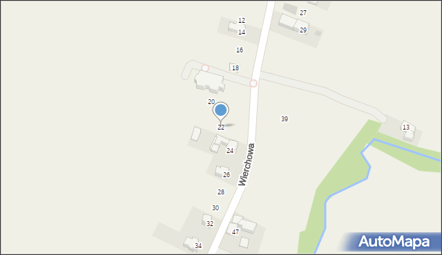 Skrzypne, Wierchowa, 22, mapa Skrzypne