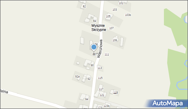 Skrzypne, Wierchowa, 88, mapa Skrzypne