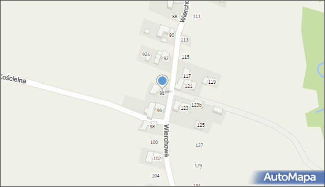 Skrzypne, Wierchowa, 94, mapa Skrzypne