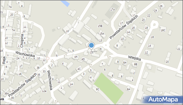 Sława, Wiejska, 13, mapa Sława