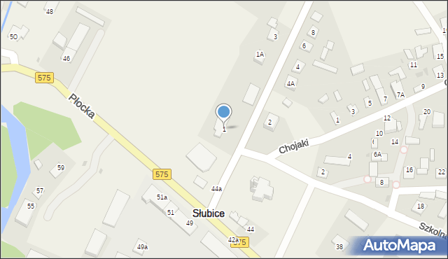 Słubice, Wiślana, 1, mapa Słubice