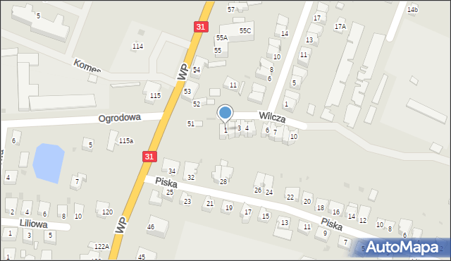 Słubice, Wilcza, 1, mapa Słubice