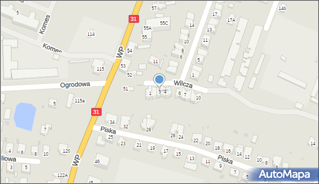 Słubice, Wilcza, 3, mapa Słubice