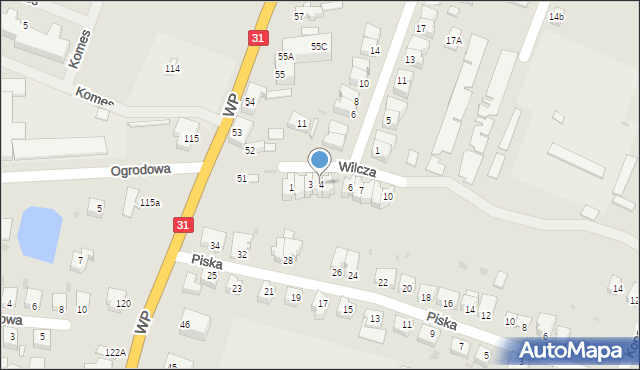 Słubice, Wilcza, 4, mapa Słubice