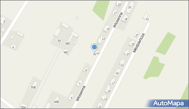 Słupno, Wiosenna, 11, mapa Słupno