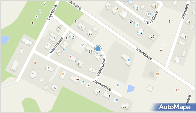 Słupno, Wierzbowa, 16, mapa Słupno