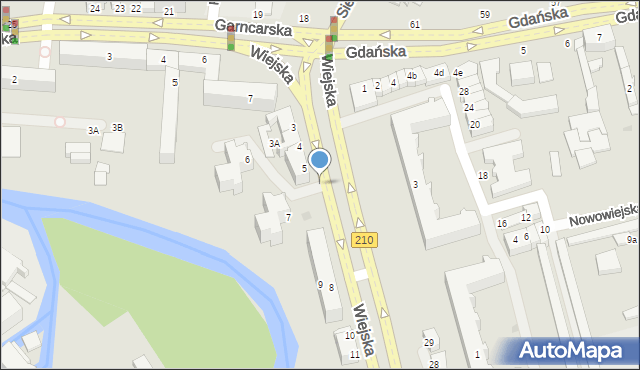 Słupsk, Wiejska, 5a, mapa Słupska