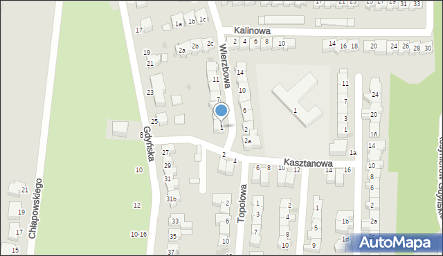 Słupsk, Wierzbowa, 1, mapa Słupska