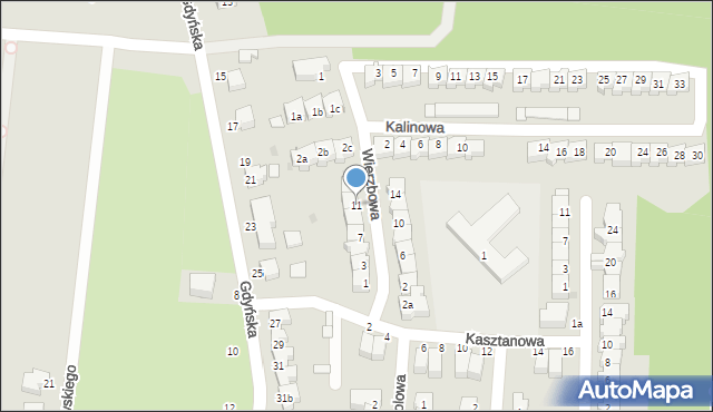Słupsk, Wierzbowa, 11, mapa Słupska