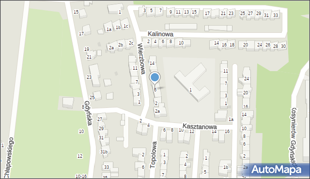 Słupsk, Wierzbowa, 6, mapa Słupska