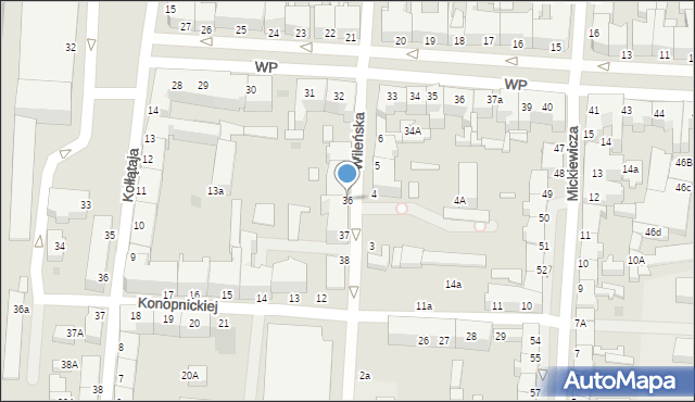 Słupsk, Wileńska, 36, mapa Słupska