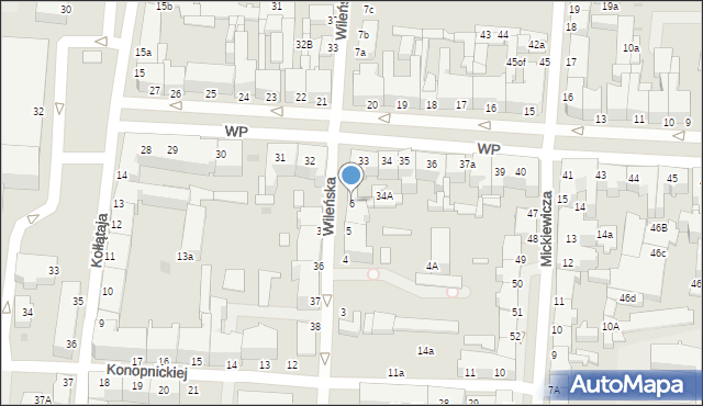 Słupsk, Wileńska, 6, mapa Słupska