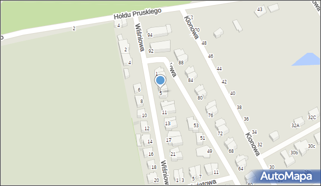 Słupsk, Wiśniowa, 5, mapa Słupska