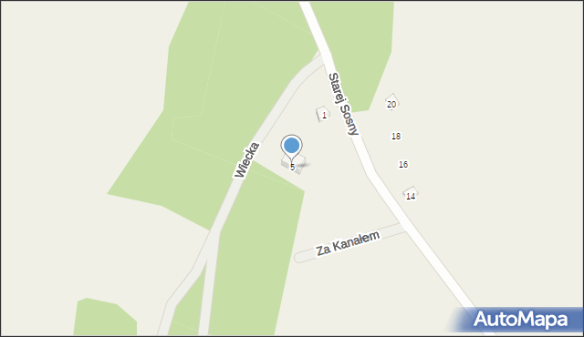 Śluza, Wiecka, 5, mapa Śluza