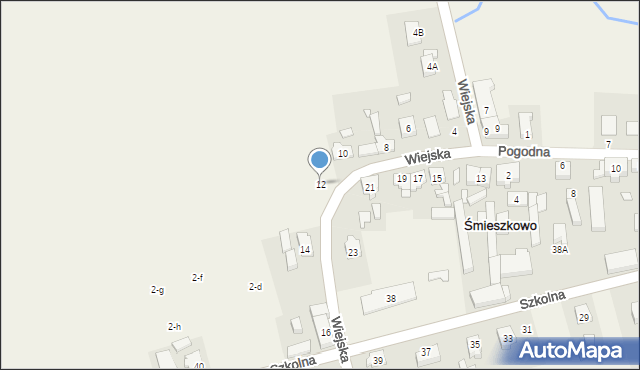 Śmieszkowo, Wiejska, 12, mapa Śmieszkowo