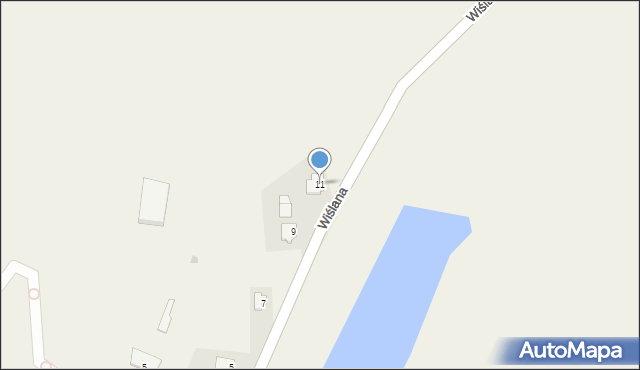 Smolice, Wiślana, 11, mapa Smolice