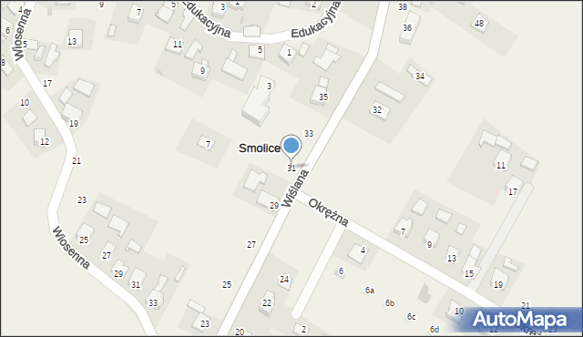 Smolice, Wiślana, 31, mapa Smolice