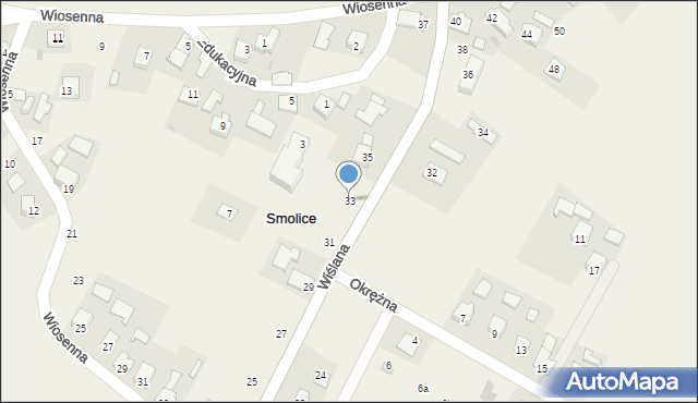 Smolice, Wiślana, 33, mapa Smolice