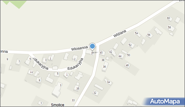 Smolice, Wiślana, 37, mapa Smolice