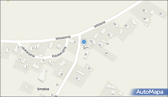 Smolice, Wiślana, 38, mapa Smolice