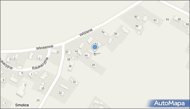 Smolice, Wiślana, 50, mapa Smolice