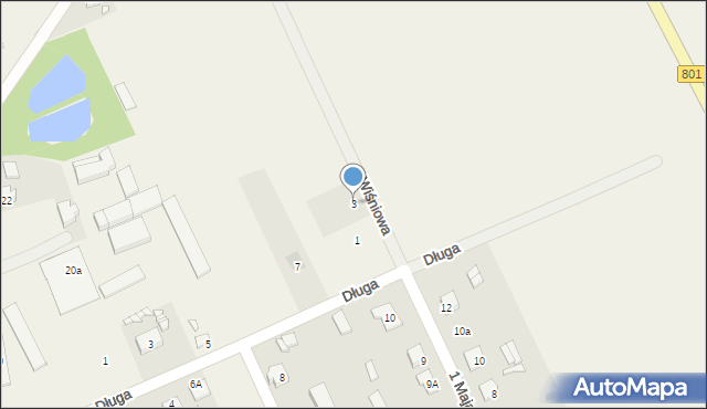 Sobienie-Jeziory, Wiśniowa, 3, mapa Sobienie-Jeziory