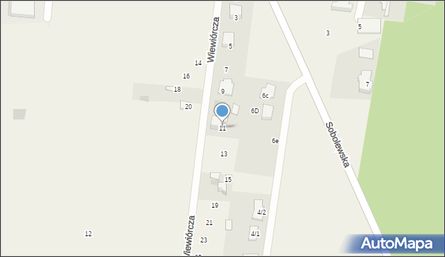 Sobolewo, Wiewiórcza, 11, mapa Sobolewo