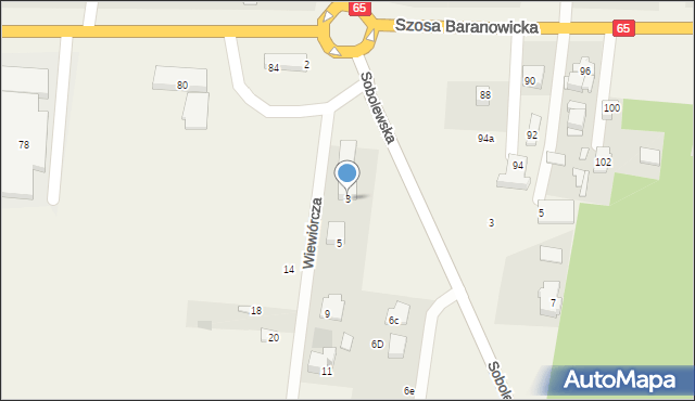 Sobolewo, Wiewiórcza, 3, mapa Sobolewo