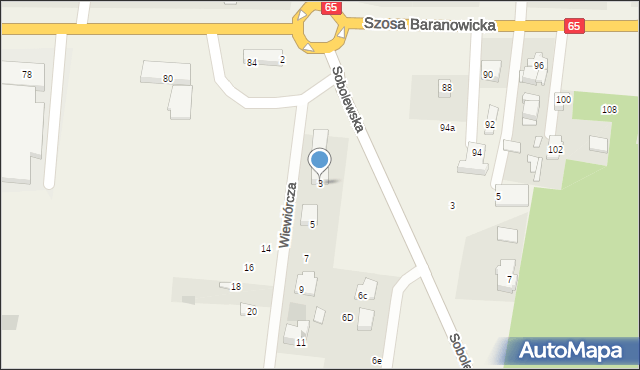 Sobolewo, Wiewiórcza, 3, mapa Sobolewo