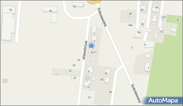 Sobolewo, Wiewiórcza, 5, mapa Sobolewo
