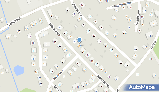 Sobótka, Wierzbowa, 18, mapa Sobótka