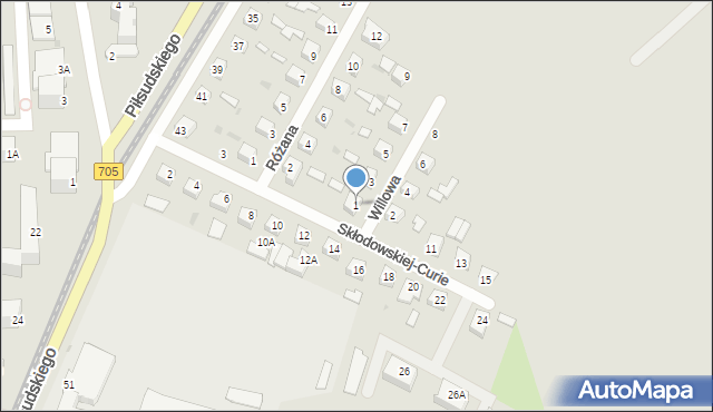 Sochaczew, Willowa, 1, mapa Sochaczew