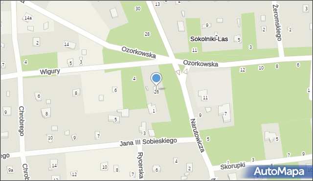 Sokolniki-Las, Wigury Stanisława, inż. pil., 2a, mapa Sokolniki-Las