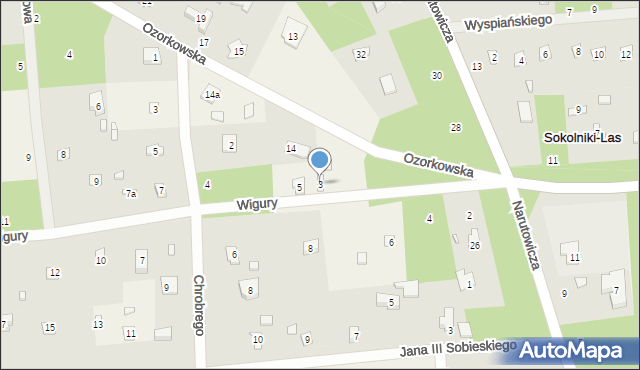 Sokolniki-Las, Wigury Stanisława, inż. pil., 3, mapa Sokolniki-Las