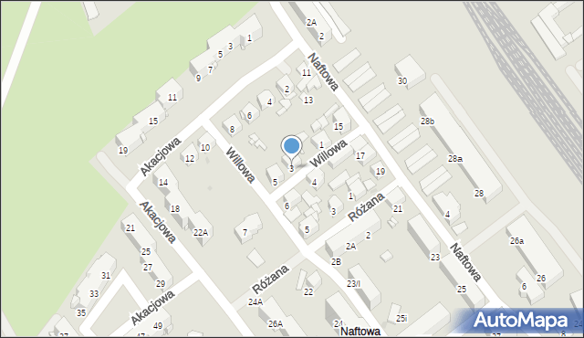 Sosnowiec, Willowa, 3, mapa Sosnowca