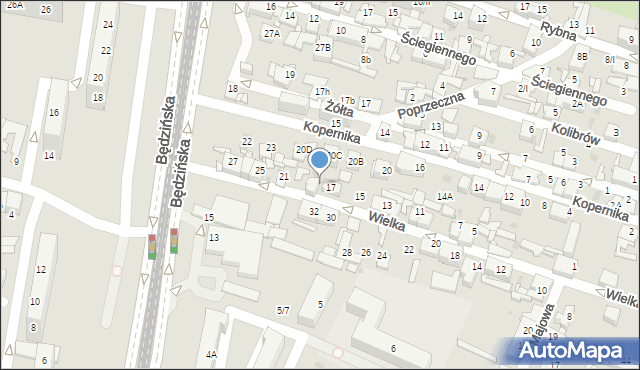 Sosnowiec, Wielka, 19, mapa Sosnowca