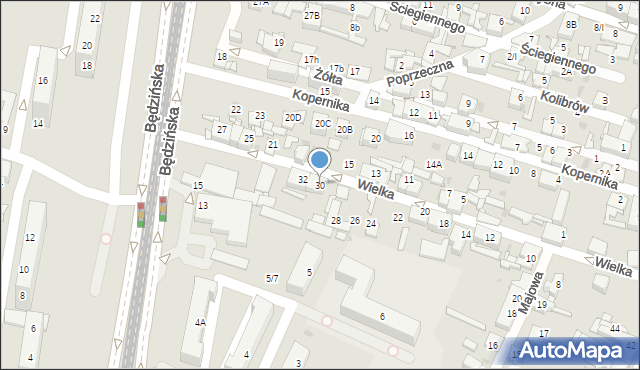 Sosnowiec, Wielka, 30, mapa Sosnowca