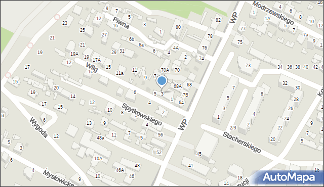 Sosnowiec, Wilg, 3, mapa Sosnowca