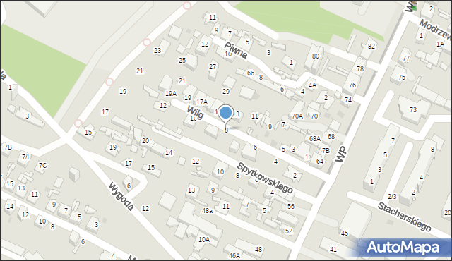 Sosnowiec, Wilg, 8, mapa Sosnowca